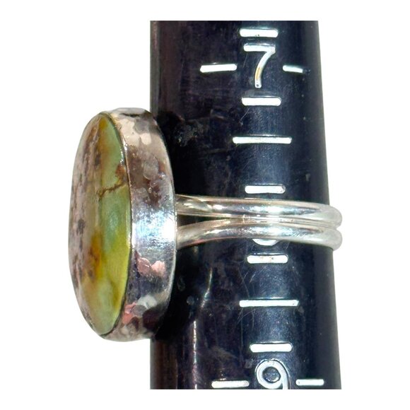 Navajo Sterling Silver Royston Turquoise Oval Ring Sz 8 Statement Large Vintage - Picture 5 of 9